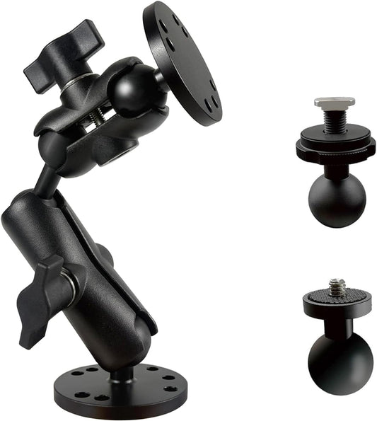 Fish Finder Mount, Aluminum Arm Extension, T-Bolt Attachment for Track Systems, B Size Ball Mount Compatible with RAM, Double AMPS Round Plate for GPS/Boats/Industry