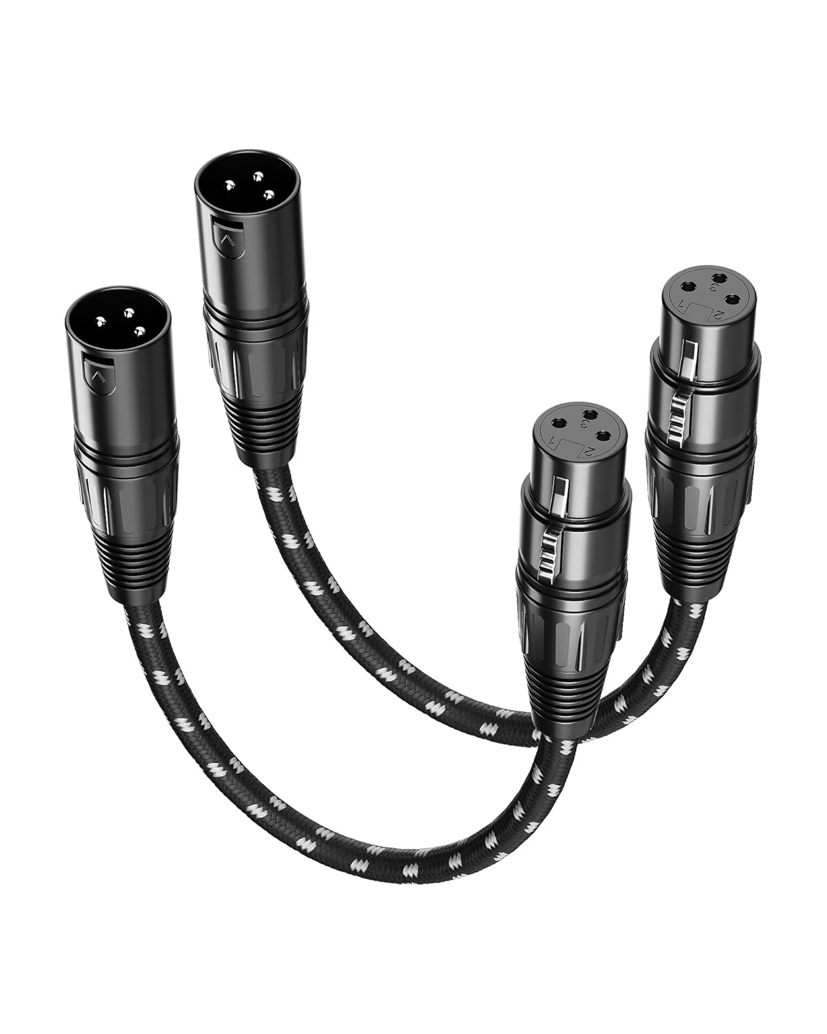 VANDESAIL XLR Cables 25ft 2 Pack, Durable Nylon Braided XLR Microphone Cable, Mic Cable, Shielded and Fully Balanced OFC Male to Female Cord for Recording Mixer Amplifie Speaker Black White