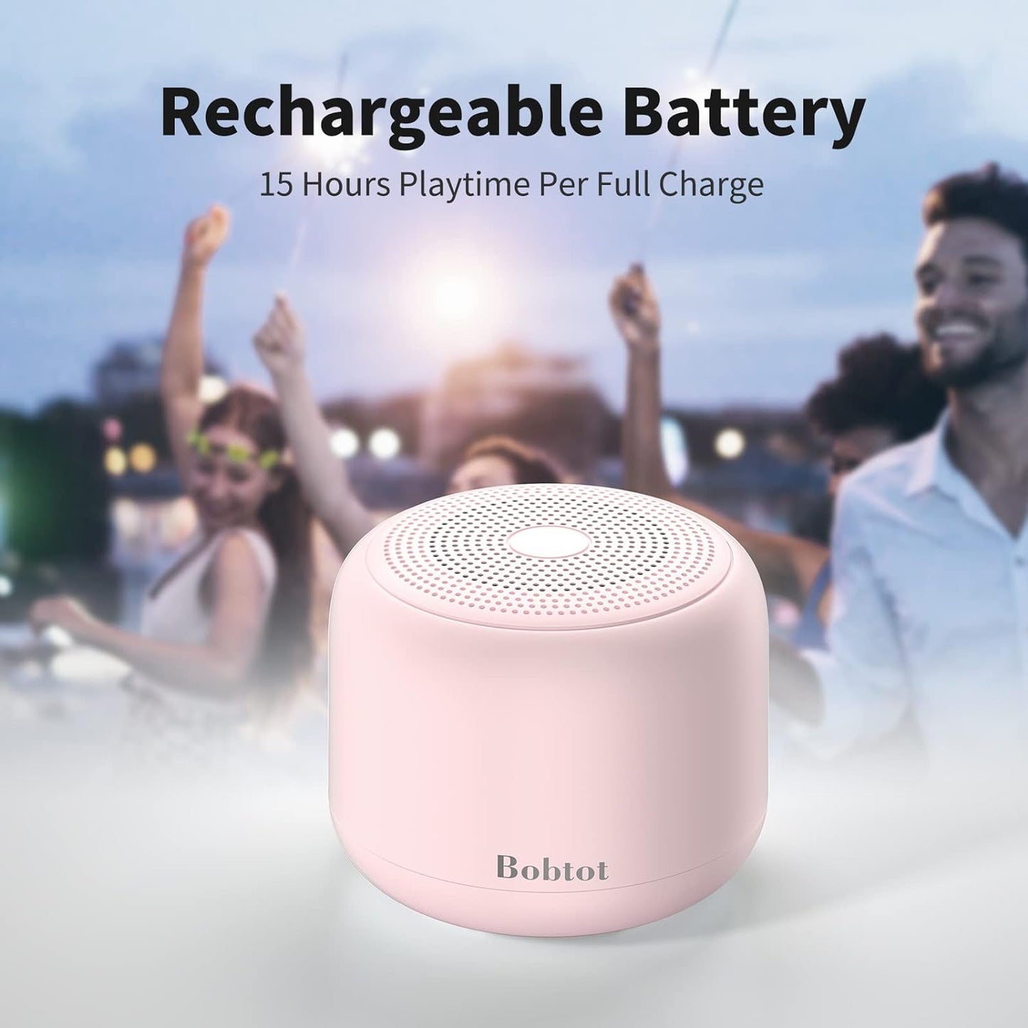 Bobtot Portable Bluetooth Speakers with Strap Easy to Carry, Wireless IPX5 Waterproof Mini Speaker with Loud Stereo Sound, 20 Hours Playtime, Rechargeable Battery, Built-in Microphone (Green)