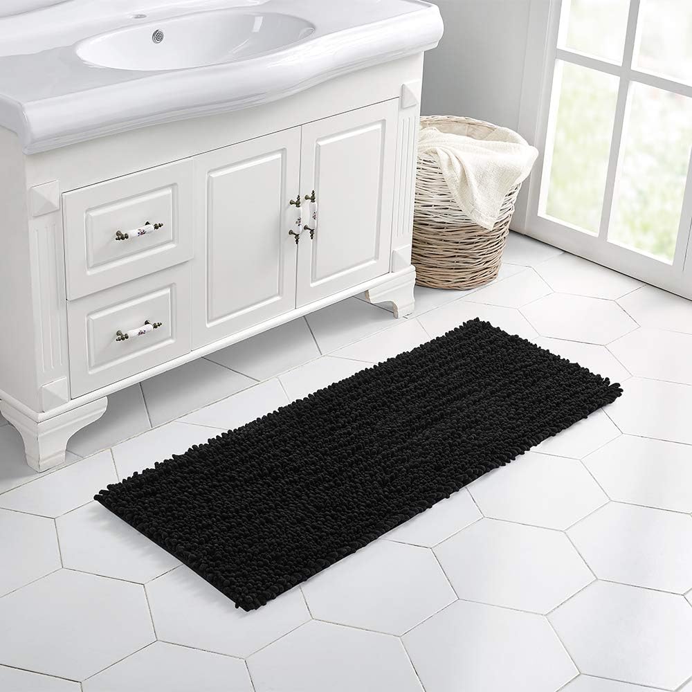 Walensee Bathroom Rug Non Slip Bath Mat (24x17 Inch Blush) Water Absorbent Super Soft Shaggy Chenille Machine Washable Dry Extra Thick Perfect Absorbant Best Small Plush Carpet for Shower Floor