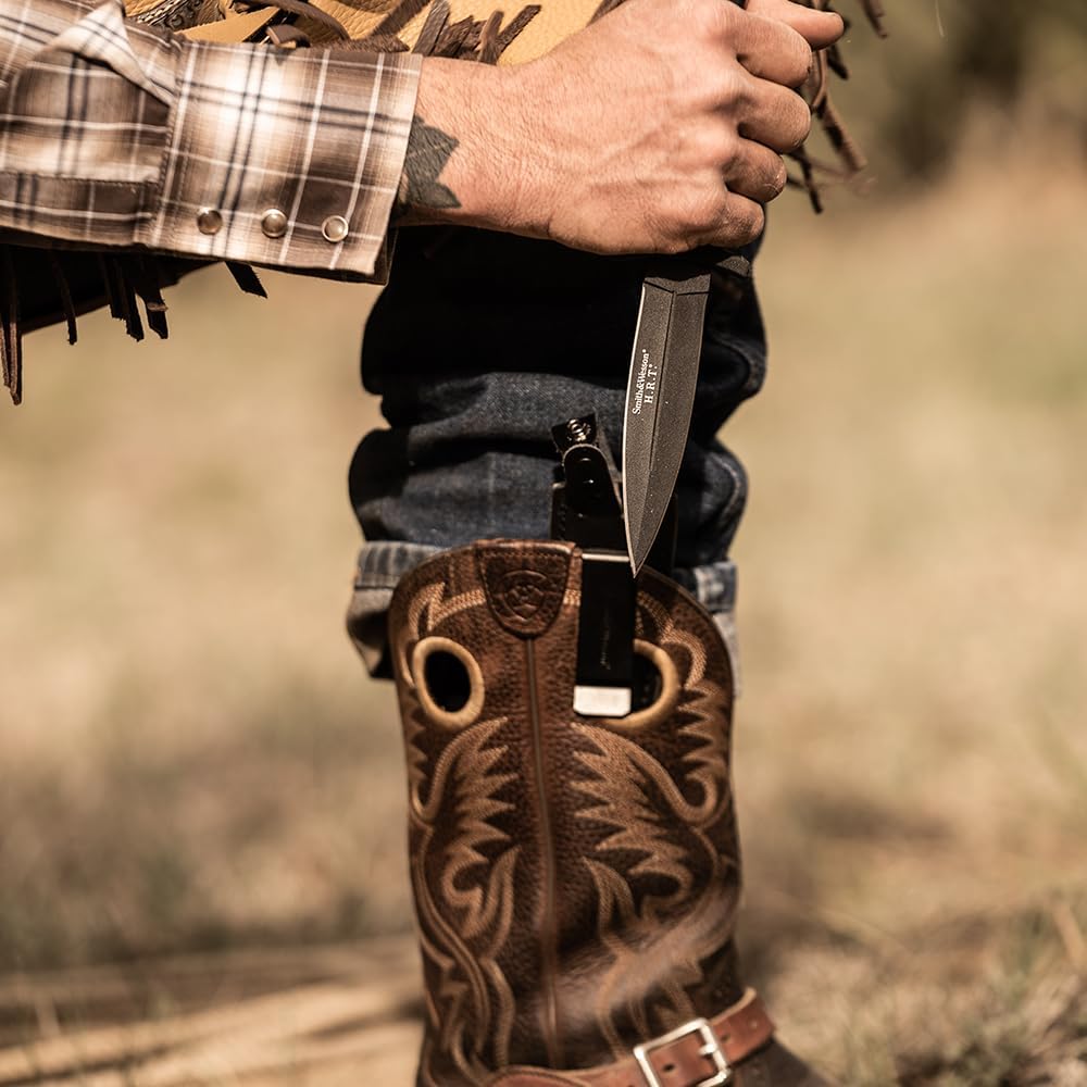 Smith & Wesson 9" H.R.T Double Edged Boot Knife,Black