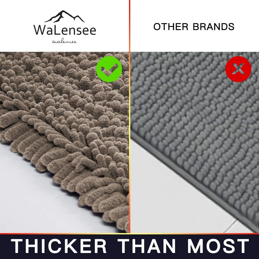 Walensee Bathroom Rug Non Slip Bath Mat (24x17 Inch Blush) Water Absorbent Super Soft Shaggy Chenille Machine Washable Dry Extra Thick Perfect Absorbant Best Small Plush Carpet for Shower Floor