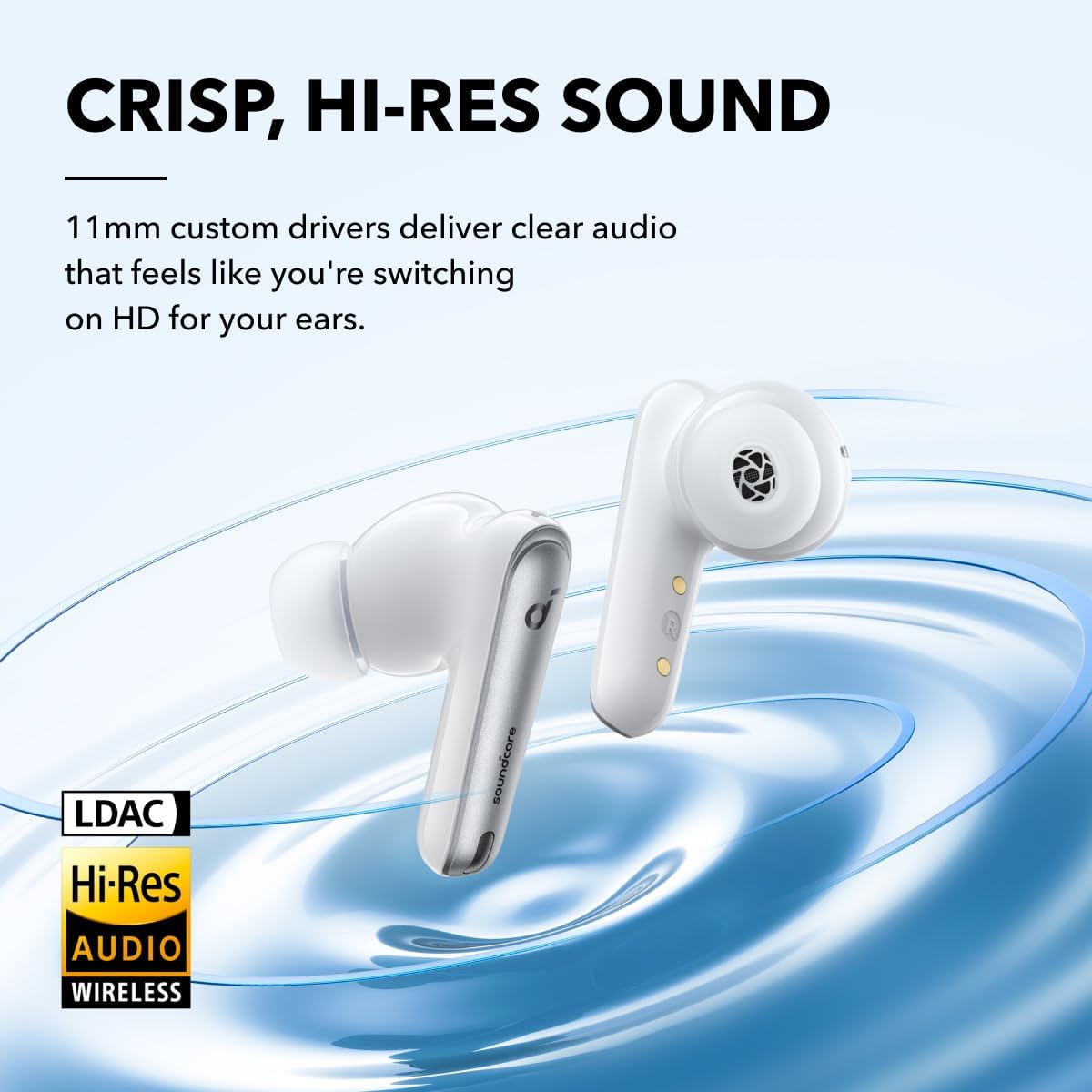 soundcore by Anker Liberty 4 NC Wireless Noise Cancelling Earbuds, 98.5% Noise Reduction, Adaptive Noise Cancelling to Ears and Environment, Hi-Res Sound, 50H Battery, Wireless Charging, Bluetooth 5.3