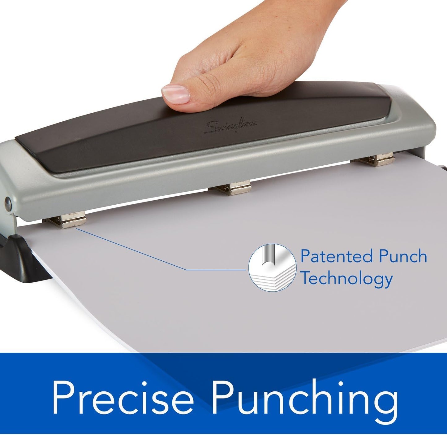 Swingline Precision Pro Desktop 2 Or 3 Hole Punch, 10 Sheet Capacity, Black And Silver (A7074037A)