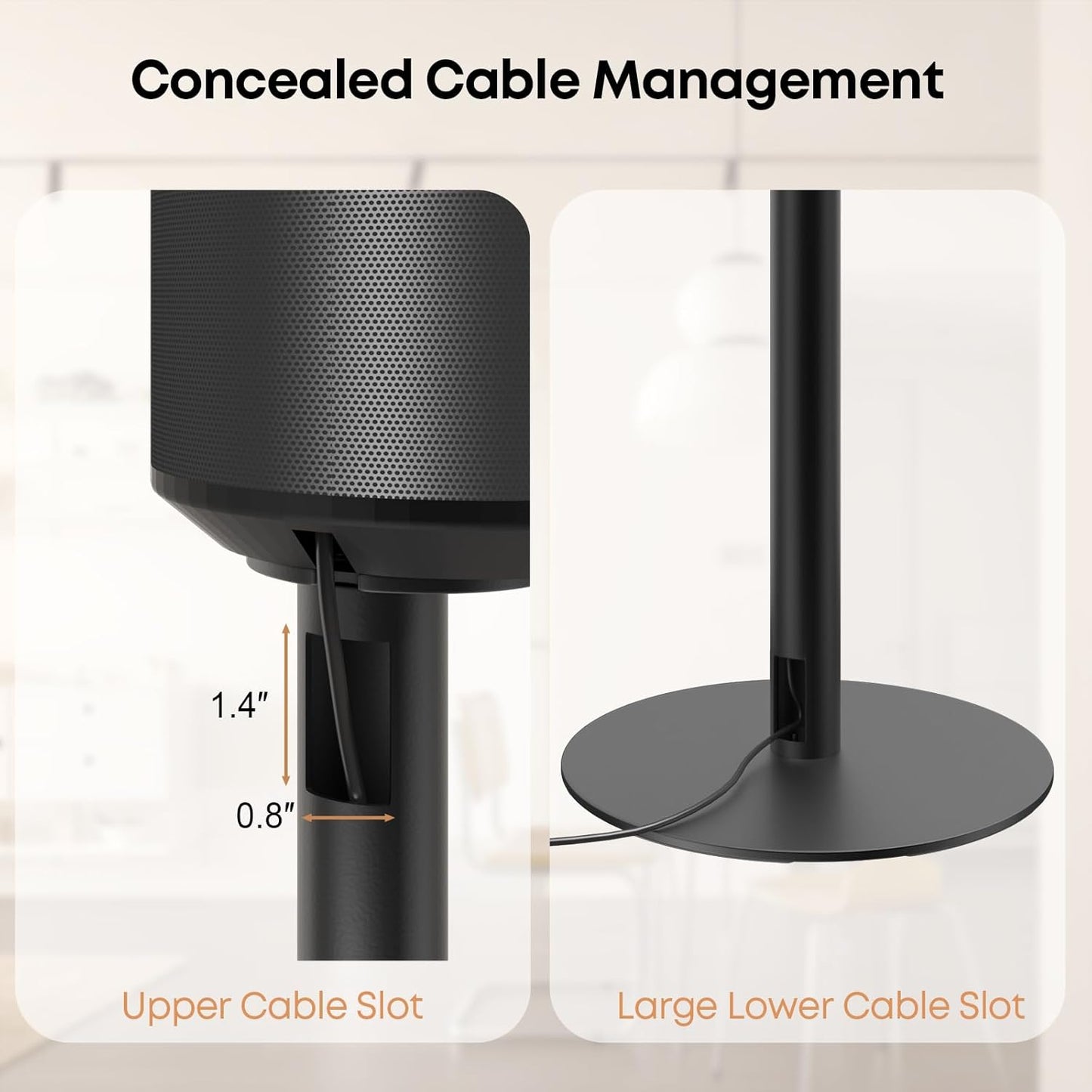 Speaker Stands for SONOS Era-100 and Era-300 - Height Adjustable Speaker Stand up to 42.6'', Concealed Cable Management, Max Load 11lbs, 1 Pair (2 Pack), Black