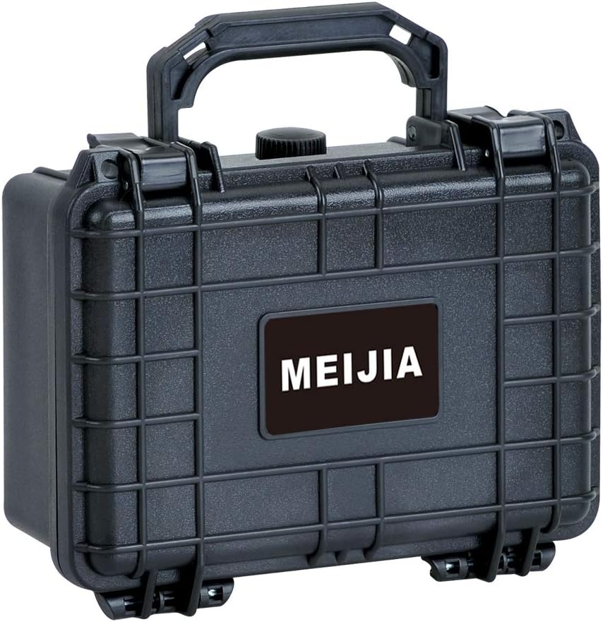 MEIJIA Portable All Weather Waterproof Protective Hard Case,Camera Case with Customizable Fit Foam, Fit use of Drones, Cameras, Equipments, 8.12"x6.56"x3.56" (Black)