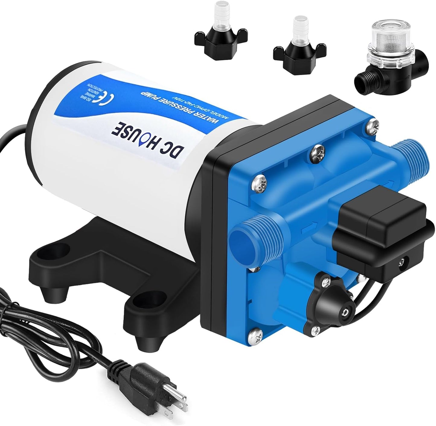 DC HOUSE 12V RV Fresh Water Pump 3.0GPM 45 PSI 12Volt DC Water Pressure Diaphragm Pump On Demand for Camper Trailer Off-Grid Cottage Yacht House
