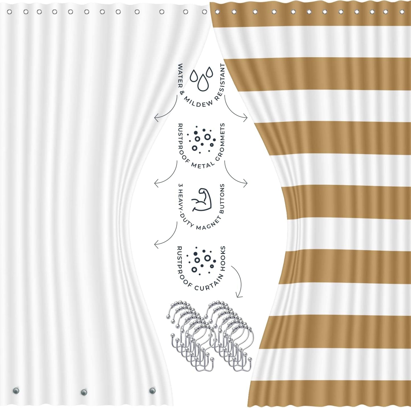 Clara Clark Bathroom Set - Gray Bathroom Accessories Set, Bathroom Sets with Shower Curtain and Rugs, 23PC Shower Curtain Set with Liner, Soap Dispenser, Soap Dish, Toilet Brush Holder, and Trash Can