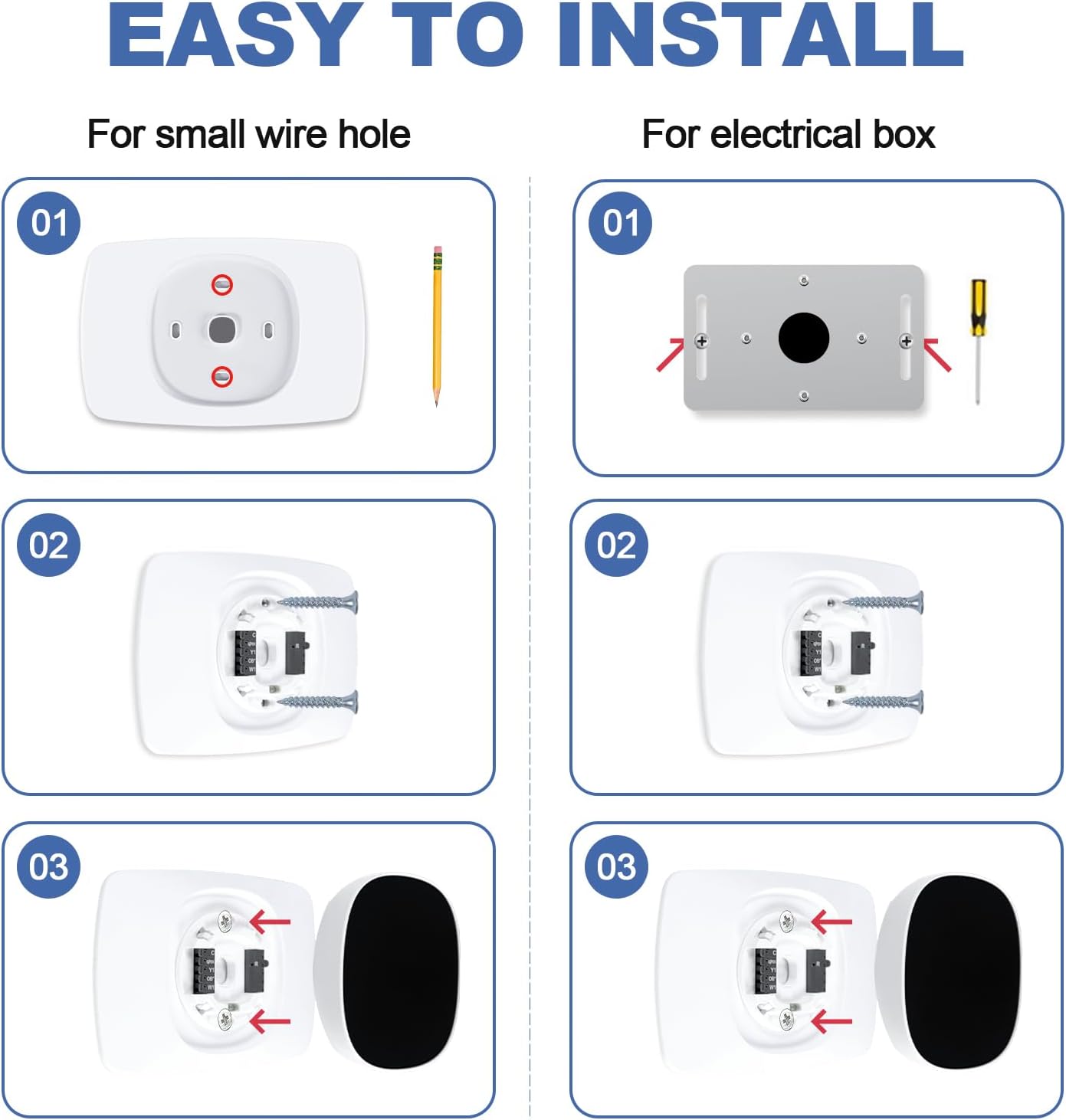 AUURIO Thermostat Wall Plate Compatible with 2025 Smart Thermostat Essential Trim Kit Increased Decorative Coverage Stylish Programmable WiFi Thermostat Accessory Trim Plate Easy Installation