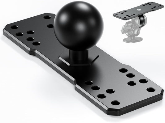 BRCOVAN Aluminum Alloy Marine Electronic Plate with 1.5'' TPU Ball for RAM Mounts C Size Double Socket Arm for Garmin/Humminbird/Lowrance GPS Chartplotters, Fishfinders and Marine Electronic Mount