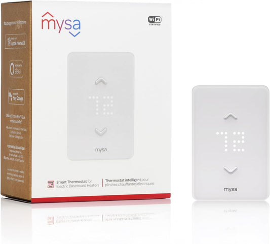 Mysa Smart Thermostat LITE for Electric Baseboard Heaters | 120-240V | Remote Control with 100% Free APP | No Subscription | Easy Install | HomeKit, Alexa, Google Home | Wi-Fi Programmable