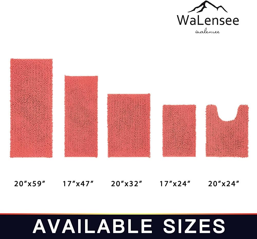 Walensee Bathroom Rug Non Slip Bath Mat (24x17 Inch Blush) Water Absorbent Super Soft Shaggy Chenille Machine Washable Dry Extra Thick Perfect Absorbant Best Small Plush Carpet for Shower Floor