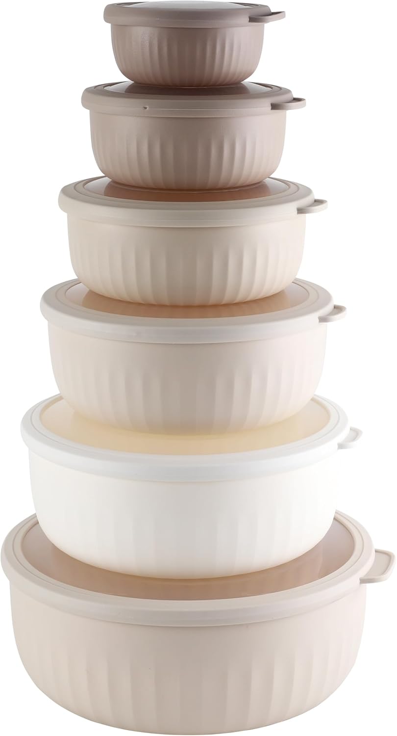 COOK WITH COLOR Prep Bowls with Lids- 8 Piece Nesting Plastic Small Mixing Bowl Set with Lids (Teal Ombre)