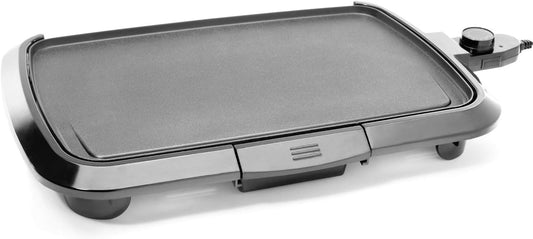 Chefman Electric Griddle, Fully Immersible and Dishwasher Safe Features, Adjustable Temperature Control Allows for Versatile Cooking and Removable Slide-out Drip Tray for Easy Cleaning, Black