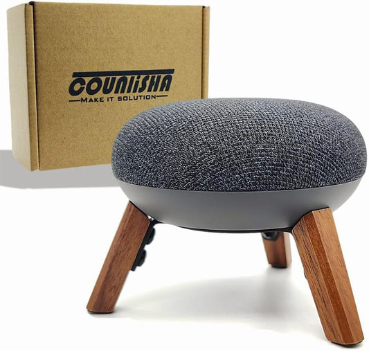 Real Wood Mount Compatible for Google Home mini,nest mini Speaker,Tripod Mount Holder with Metal Frame,Anti-Slip Safe Stable Wooden Stand for Home Mini on Desk (Walnut)