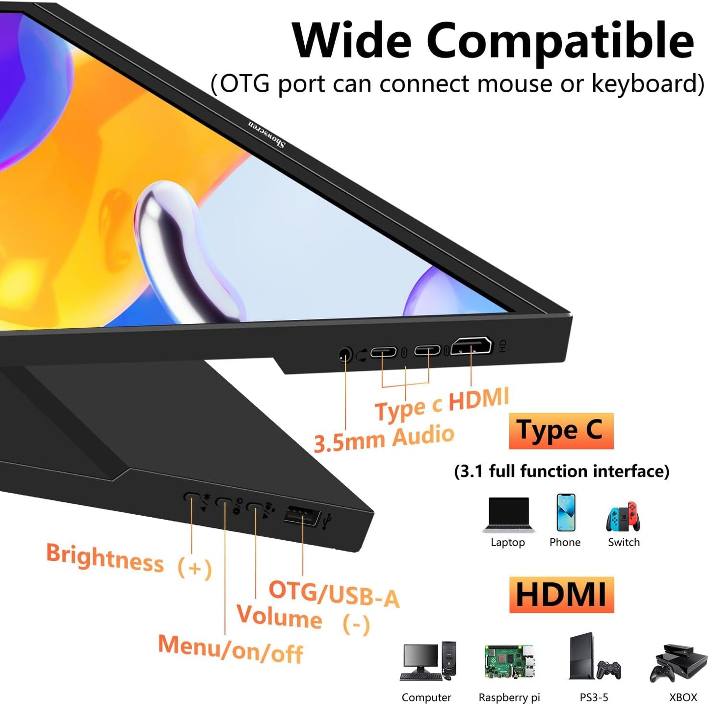 Portable Monitor 16 Inch 1920X1200P FHD Dual USB-C HDMI Travel Portable Monitor with Stand &Speakers, Eye Care IPS External Laptop Monitor for Computer/PC/Raspberry Pi/ PS5/Switch, Plug&Play