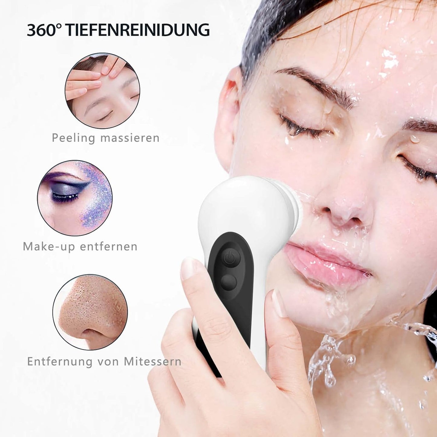 CNAIER 5 in 1 Advanced Cleansing System with Facial Brush for Exfoliating and Microdermabrasion