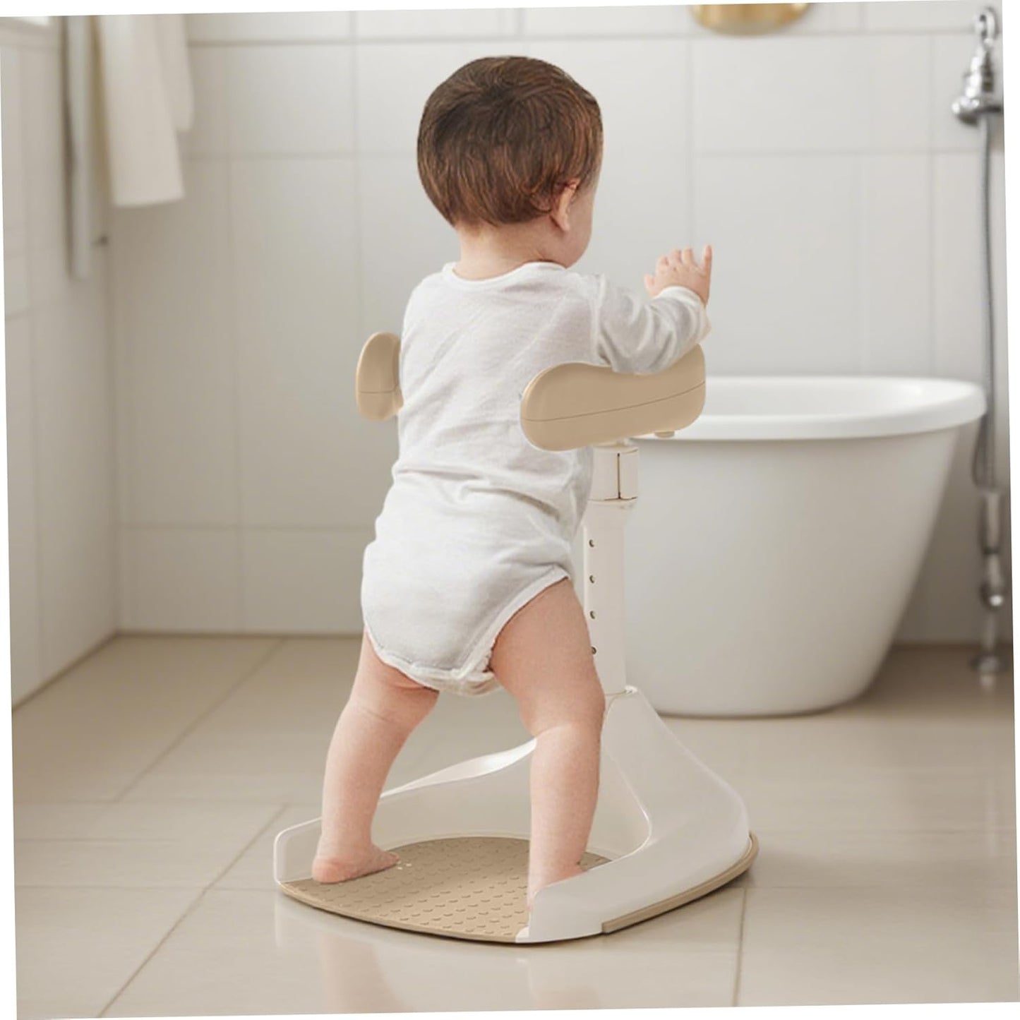Baby Shower Stand, Adjustable Height & Non Slip Baby Bath Support With Safety Lock, Foldable & Portable Toddler Shower Stand For Kids 6 Months+