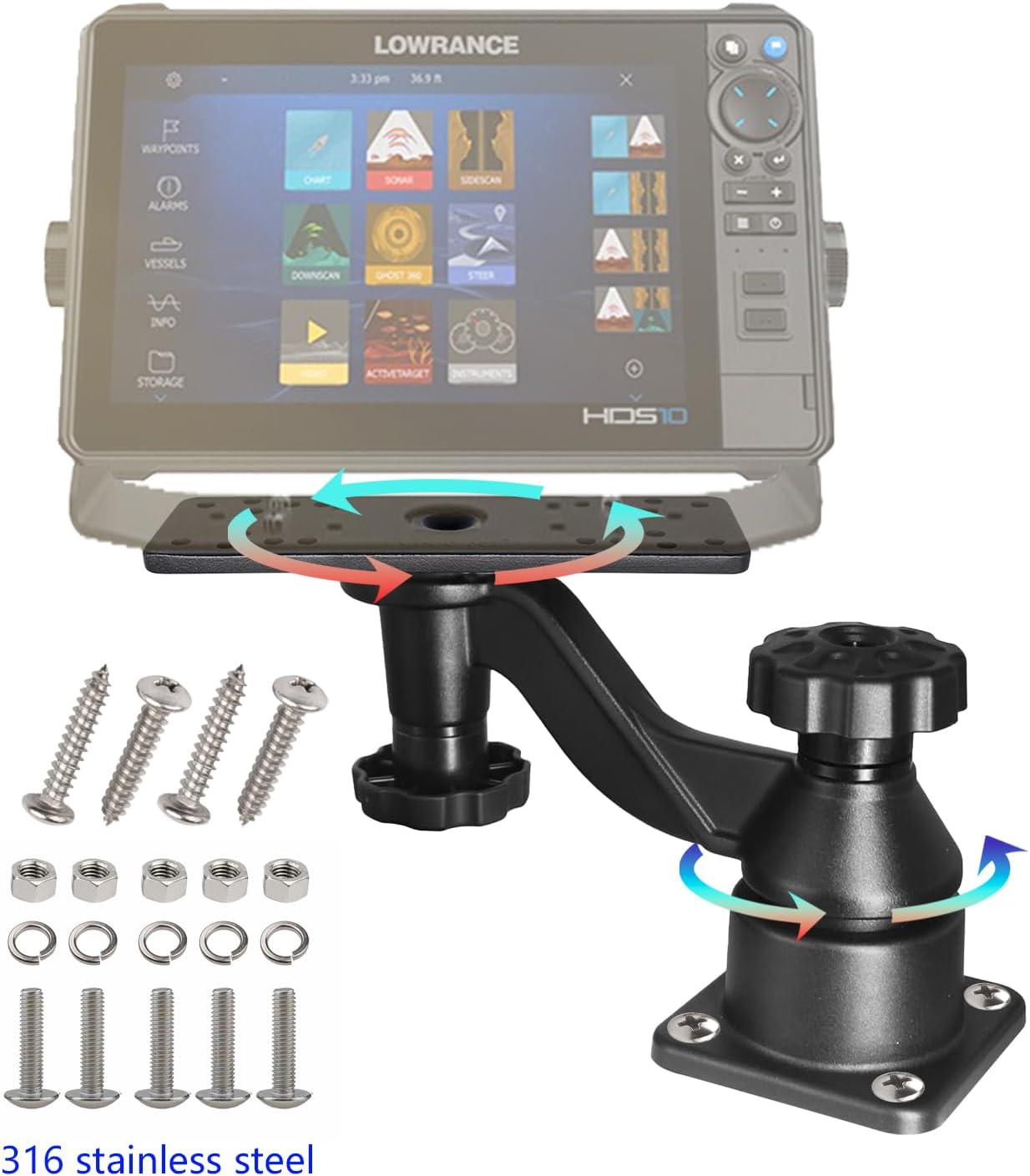 Beigaoxu Cross arm Fish Finder Mount HB01, Used to Fix Fish Finder and Chart Plotters, Compatible with More Marine Electronic Devices Such as Garmin, Lowrance, Etc