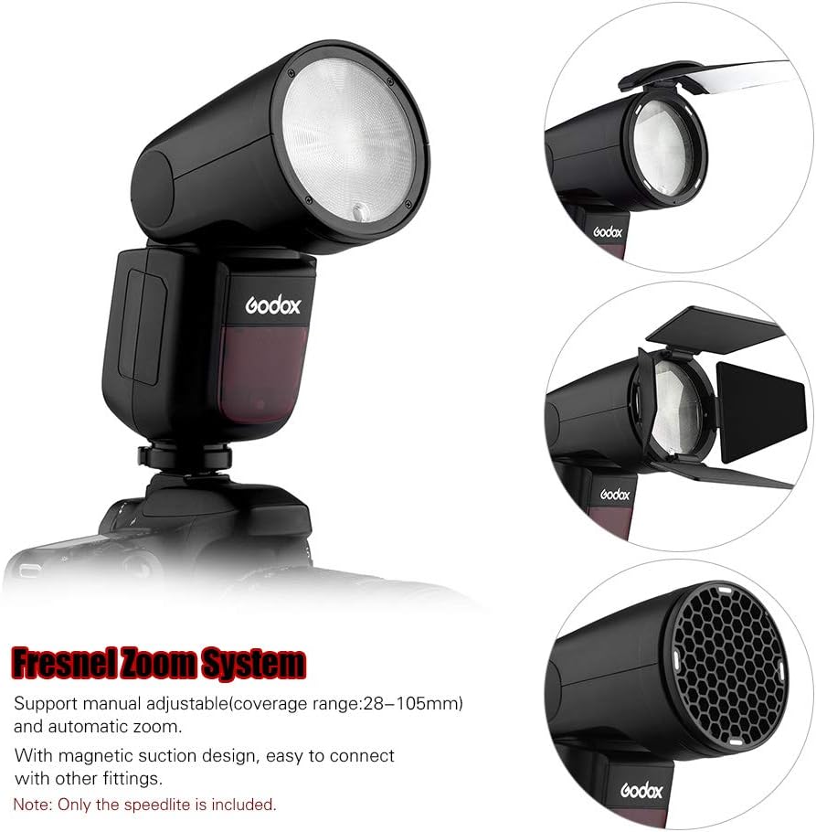 Godox V1C Professional Camera Flash Speedlite Speedlight Round Head Wireless 2.4G Replacement for Canon EOS Series 1500D 3000D 5D Mark LLL 5D Mark ll for Wedding Portrait Studio Photography