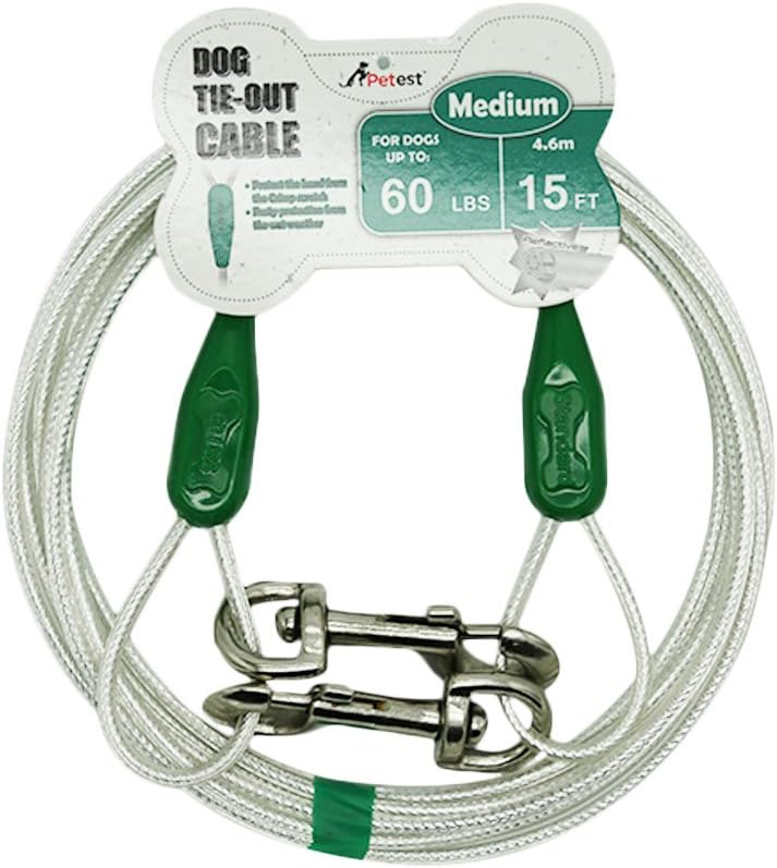 Petest 25ft Reflective Tie-Out Cable for Small Dogs Up to 35 Pounds