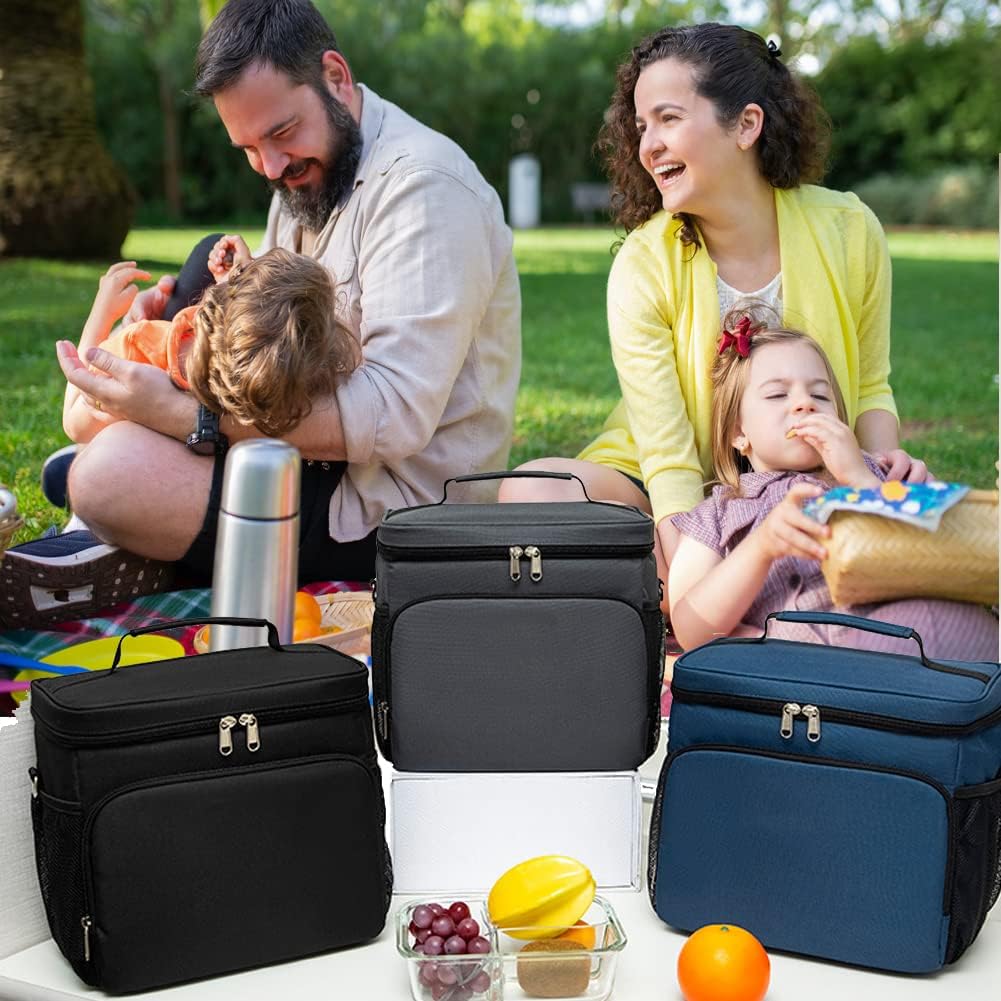 Insulated Lunch Bag for Women/Men Reusable Lunch Box Tote Bag, Large Thermal Cooler Bag with Adjustable Shoulder Strap for Kids and Adult,for Work/School/Outdoor Activity