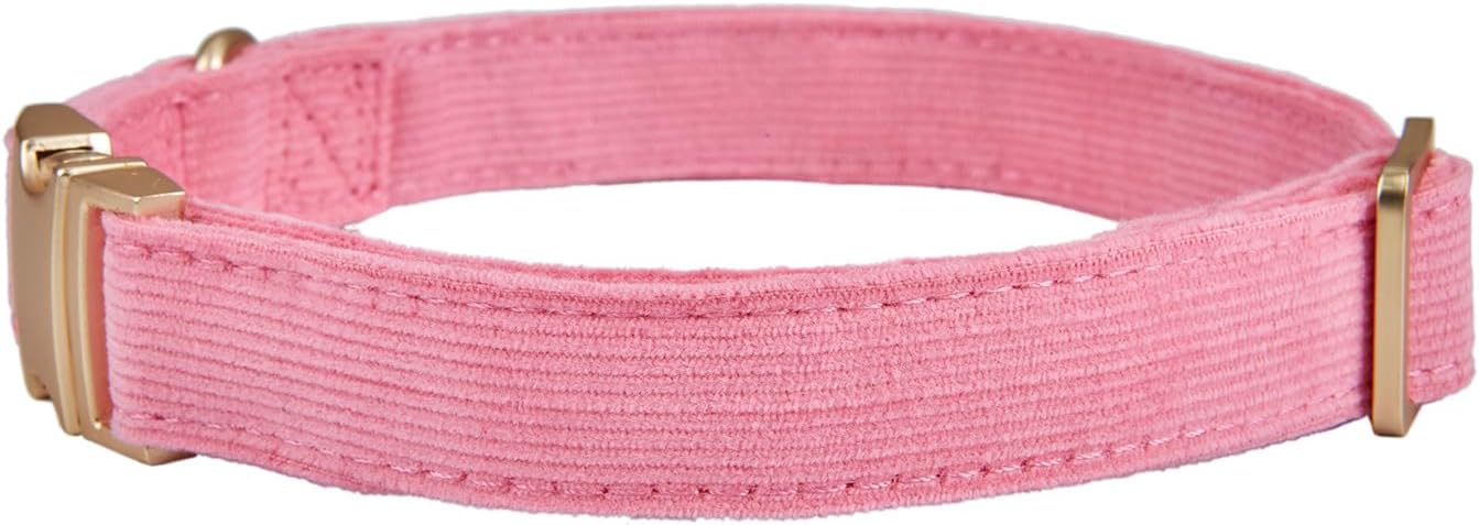 YUDOTE Soft Cotton Dog Collar with Metal Buckle Adjustable Heavy Duty Comfy Corduroy Collars for Small Medium Large Dogs,Black,Small