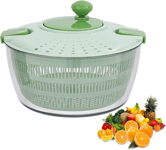 Salad Spinner- Green Salad Spinner Large- 4.2L Lettuce Spinner for Vegetable Washing, Lettuce Dryer with Drain, Bowl, Colander