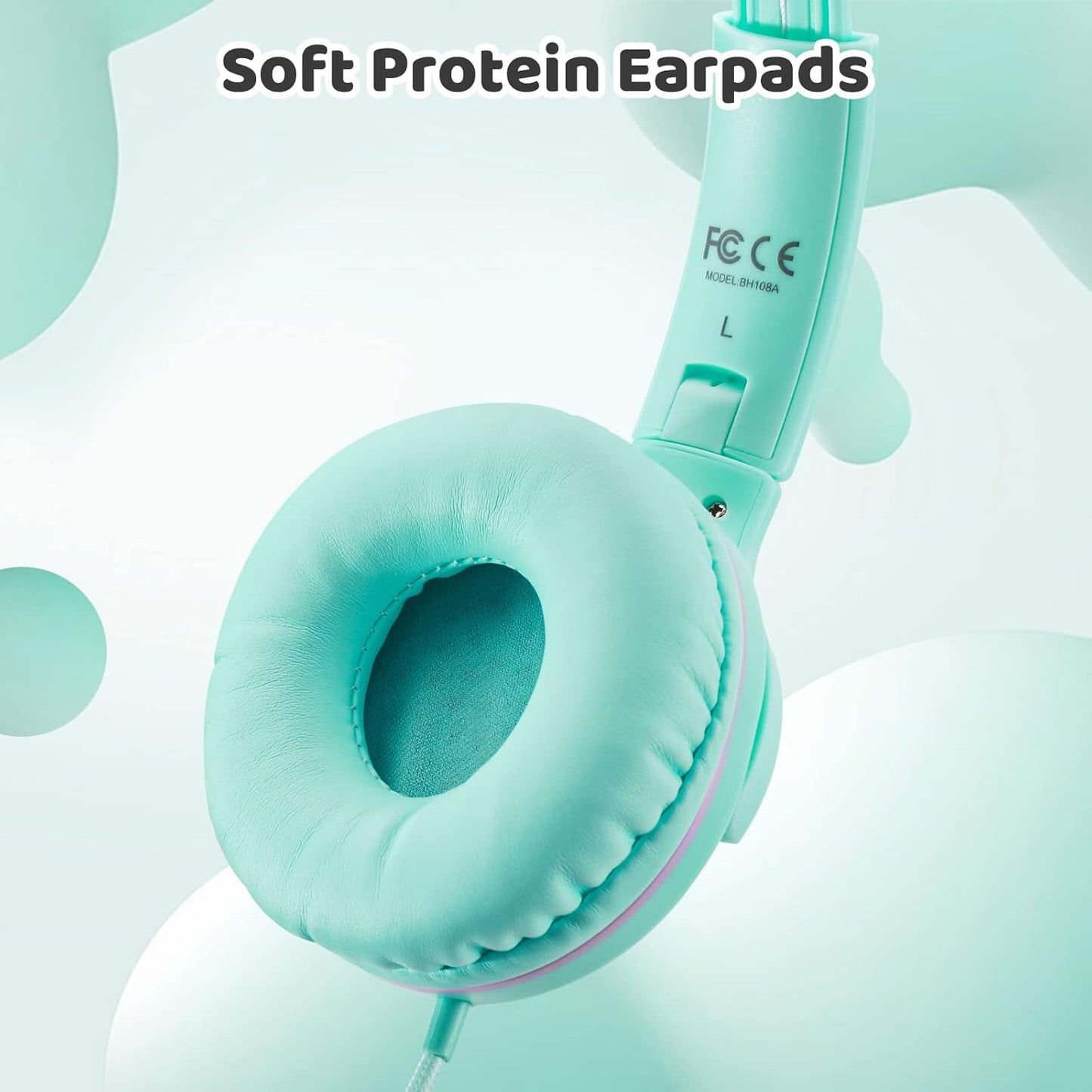 INFURTURE Kids Headphones for School Travel, 94dB Safe Volume Limited, HD Mic Stereo Sound Over-Ear Girls Boys Headphones for Kid, Foldable 3.5mm and USB-C Wired Headphones for iPad Computer