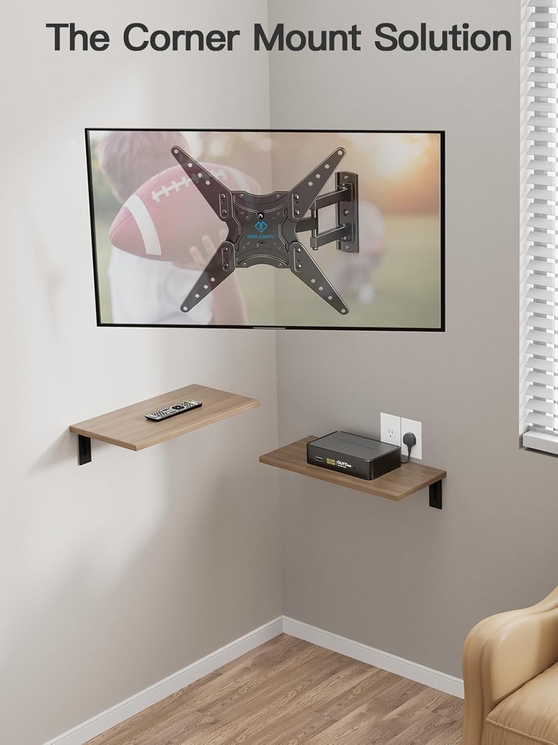 PERLESMITH Full Motion TV Wall Mount for 26-60 Inch Flat, Curved, LED, LCD, OLED, 4K TVs with Tilt, Swivel, Extension, Level, Articulating Arms TV Bracket VESA 400x400, Corner TV Mount up to 77 lbs