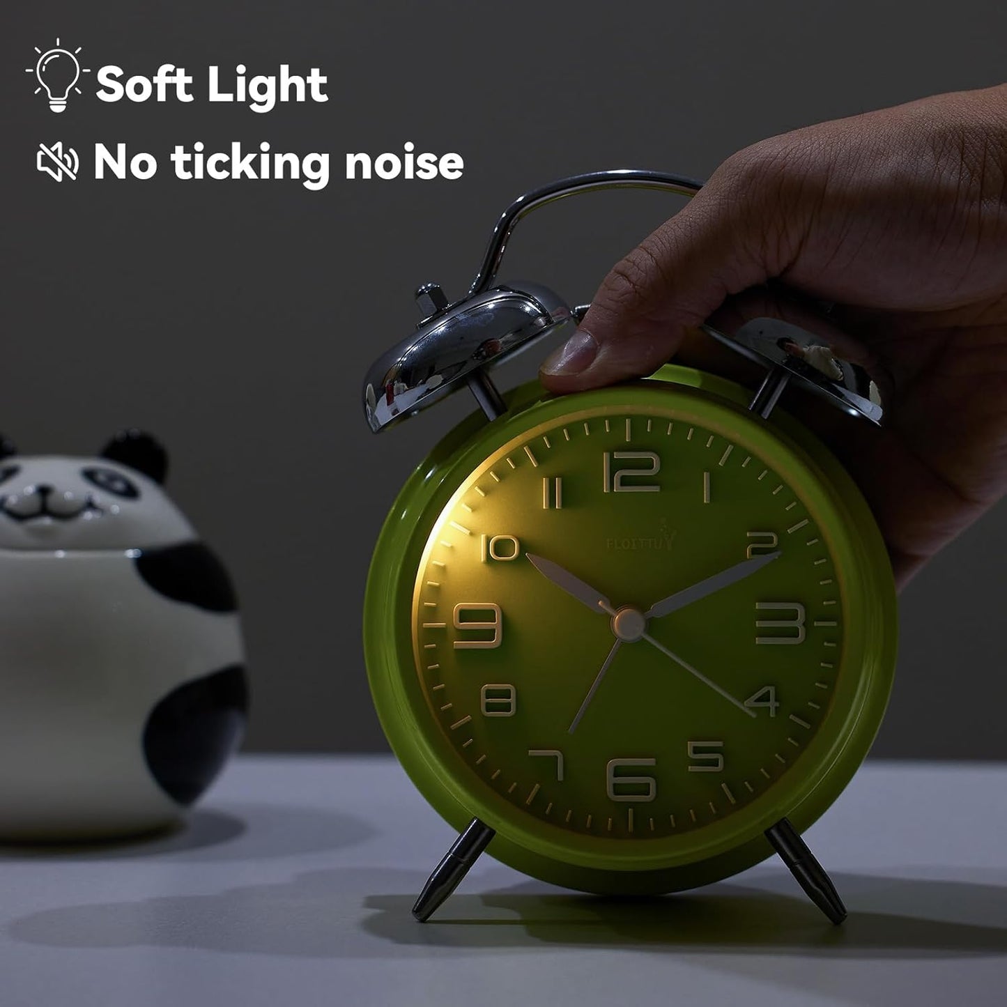 FLOITTUY (Loud Alarm for Deep Sleepers) 4'' Twin Bell Alarm Clock with Backlight for Bedroom and Home Decoration(Black)