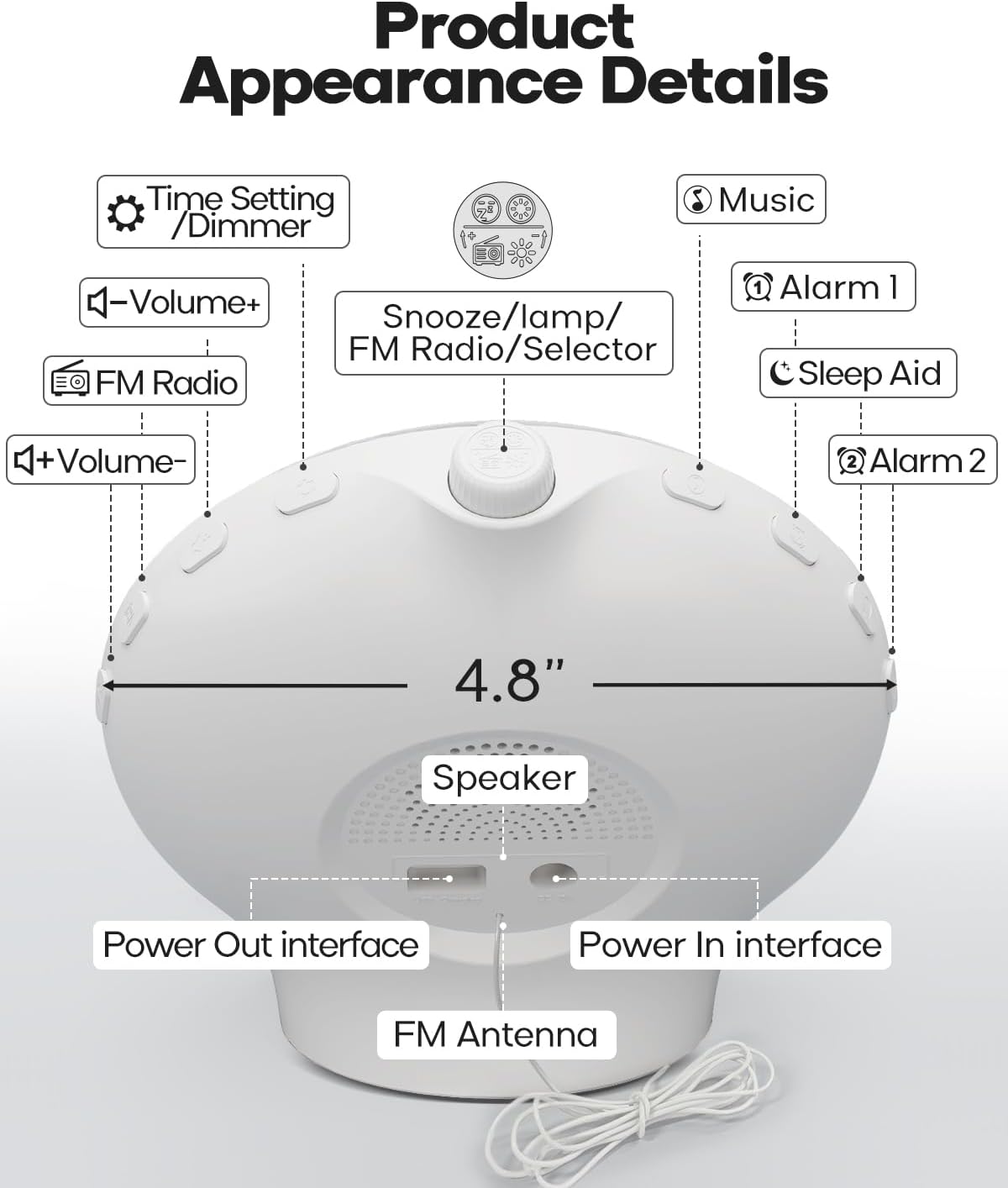Sunrise Alarm Clock for Heavy Sleepers, Wake Up Light with Sunrise/Sunset Simulation, Dual Alarms & Natural Sounds, Snooze & Sleep Aid, FM Radio, 7 Colors Night Light for Bedroom, Ideal for Gift