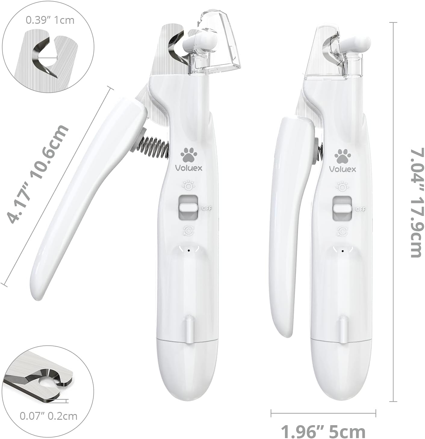 VOLUEX Dog Nail Grinder, Upgraded 2-in-1 Dog Nail Clippers Electric Pet Nail Trimmer with LED Light, Professional Safe Paws Grooming & Smoothing for Large, Medium, Small Dogs & Cats - PuriLite