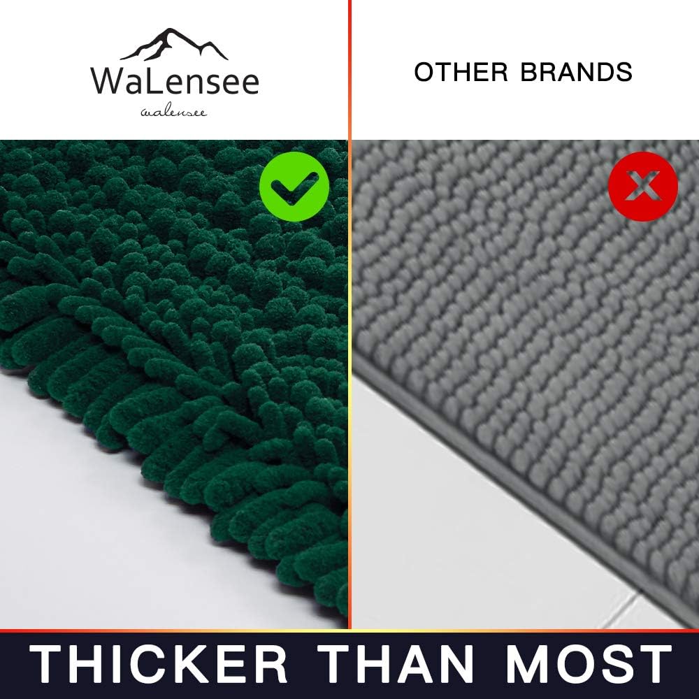 Walensee Bathroom Rug Non Slip Bath Mat (24x17 Inch Blush) Water Absorbent Super Soft Shaggy Chenille Machine Washable Dry Extra Thick Perfect Absorbant Best Small Plush Carpet for Shower Floor