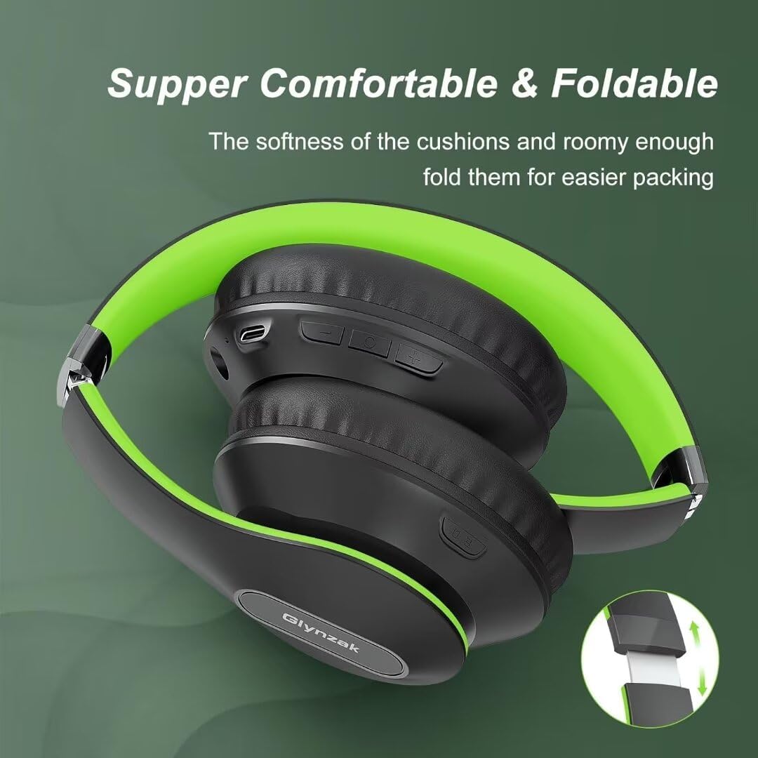 Glynzak Wireless Bluetooth Headphones Over Ear 65H Playtime HiFi Stereo Headset with Microphone and 6EQ Modes Foldable Bluetooth V5.3 Headphones for Desktop Computer Laptop Rose Gold