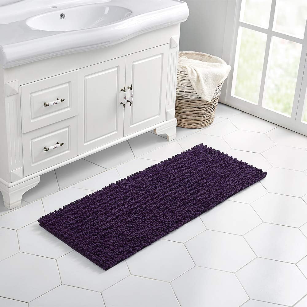 Walensee Bathroom Rug Non Slip Bath Mat (24x17 Inch Blush) Water Absorbent Super Soft Shaggy Chenille Machine Washable Dry Extra Thick Perfect Absorbant Best Small Plush Carpet for Shower Floor