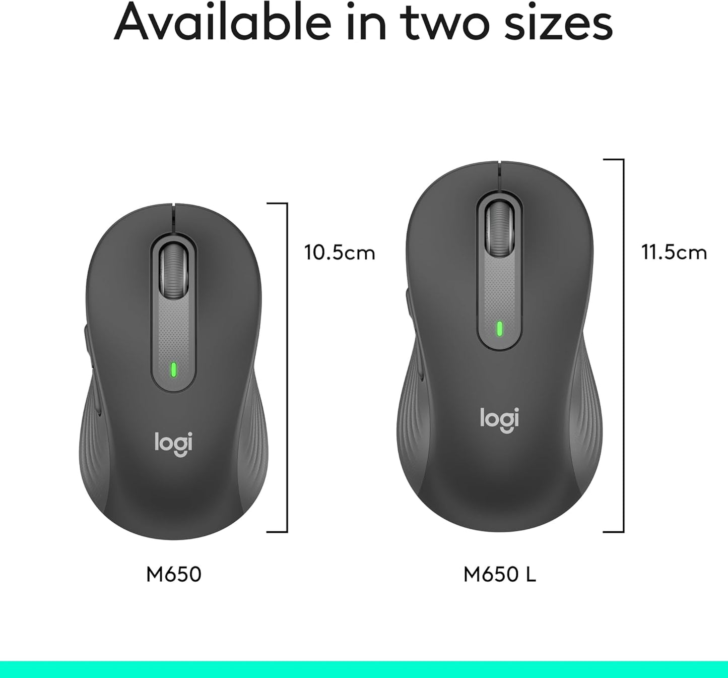 Logitech Signature M650 L Full Size Wireless Mouse - For Large Sized Hands, 2-Year Battery, Silent Clicks, Customizable Side Buttons, Bluetooth, for PC/Mac/Multi-Device/Chromebook - Black
