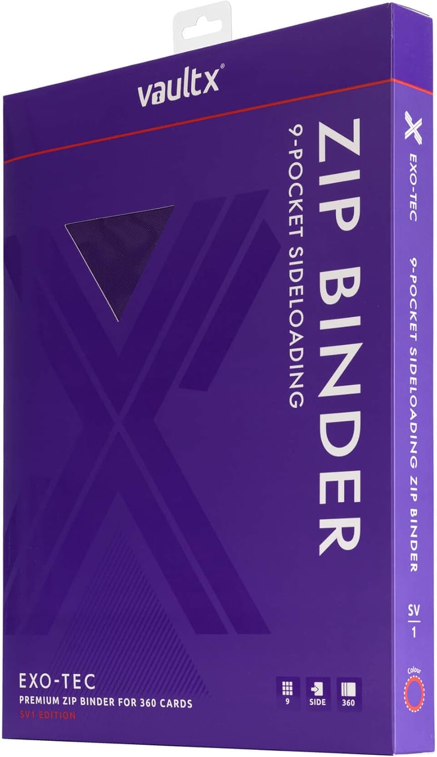 Vault X 12 Pocket Trading Card Zip Binder, 480 Cards, Compatible with Pokemon Scarlet & Violet Set, Exo-Tec Album Material, 20 Side-Loading Pages, Folder for Collectible TCG (SV1)