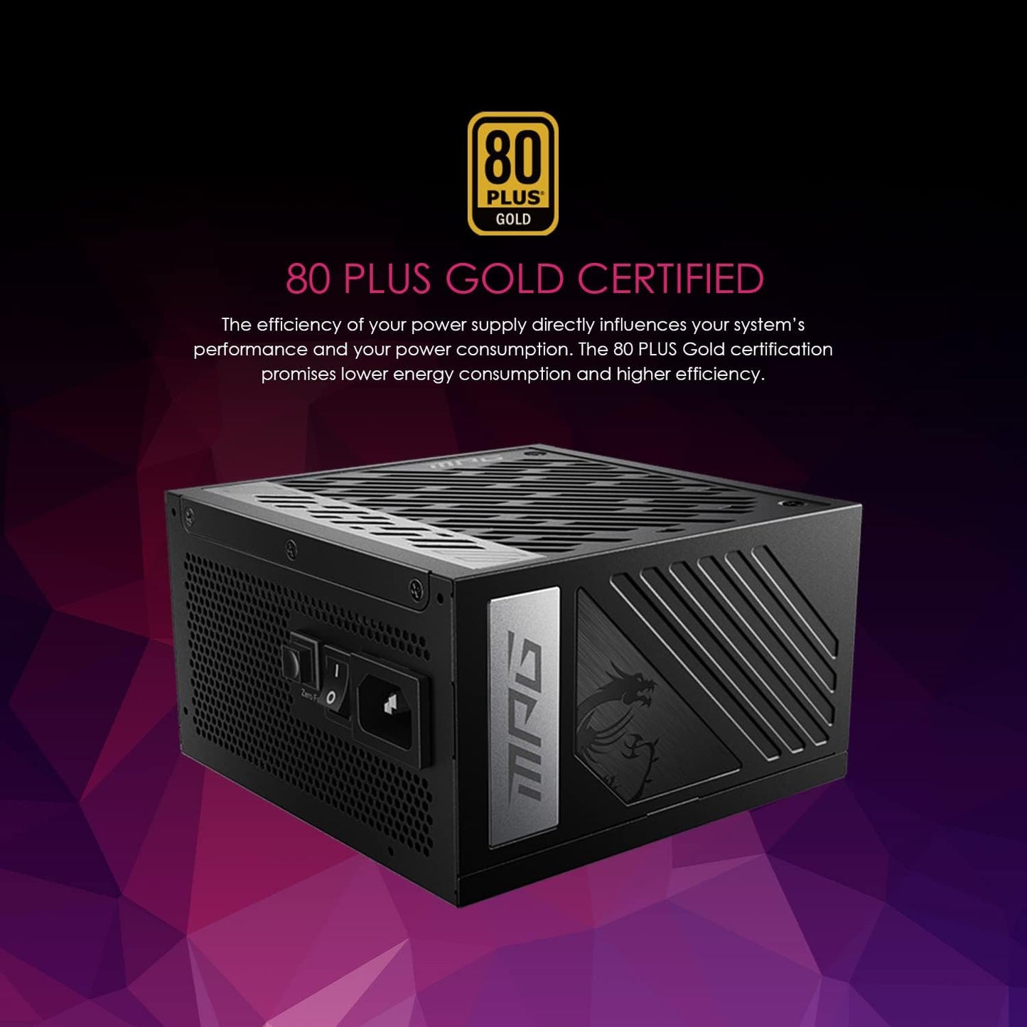 MSI MPG A1250GS PCIE5, 80 Plus Gold Full Modular 1250W Power Supply, 12V-2x6 Cable, ATX 3.1 & PCIE 5.1 Ready