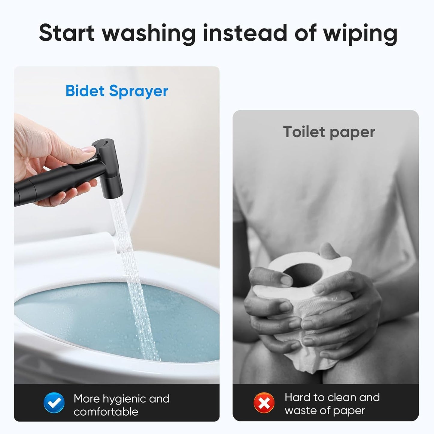 Arofa Handheld Bidet Sprayer for Toilet-Adjustable Water Pressure Control with Bidet Hose for Feminine Wash, Stainless Steel Brushed Nickel Cloth Diaper Bidet Toilet Sprayer for Baby Wash