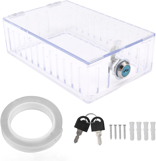 Universal Thermostat Lock Box, Universal Thermostat Guard with Clear Cover, Key, Clear Large Thermostat Guard for Wall, Large Universal Home Locking Thermostat Guard for Thermostat On Wall - PuriLite
