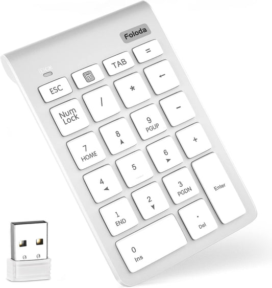 Wireless Number Pad, Portable 2.4Ghz USB 10 Keys Financial Accounting Numeric Keypad Data Entry Numpad for Laptop, PC, Desktop