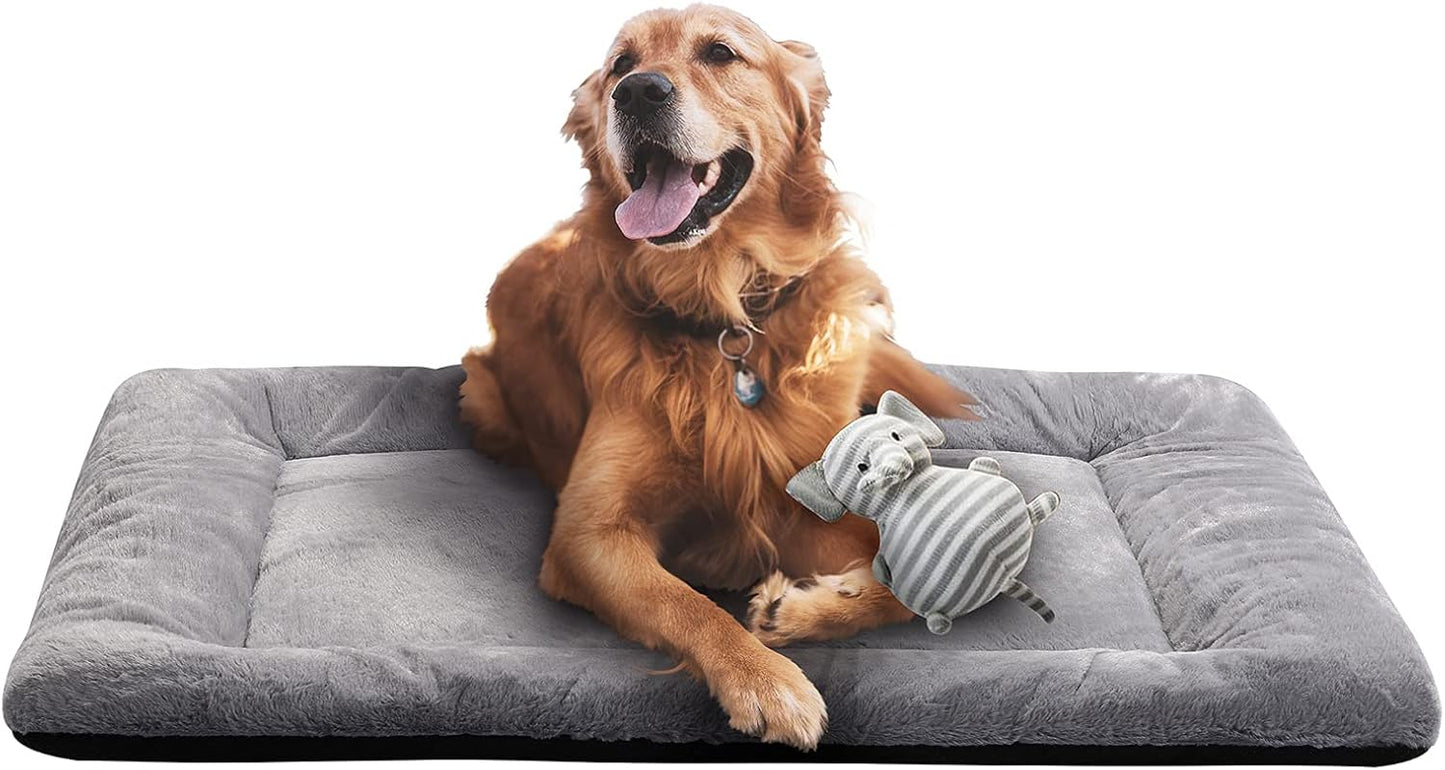 VERZEY Medium/Large Dog Bed Mat Crate Pad, 36" Metal Crates Fit, Ultra-Soft, Machine Washable & Anti-Slip Kennel Mat, Cozy Sleeping Mat for Medium/Large Dogs, Gray, 36L x 23W x 1H Inches