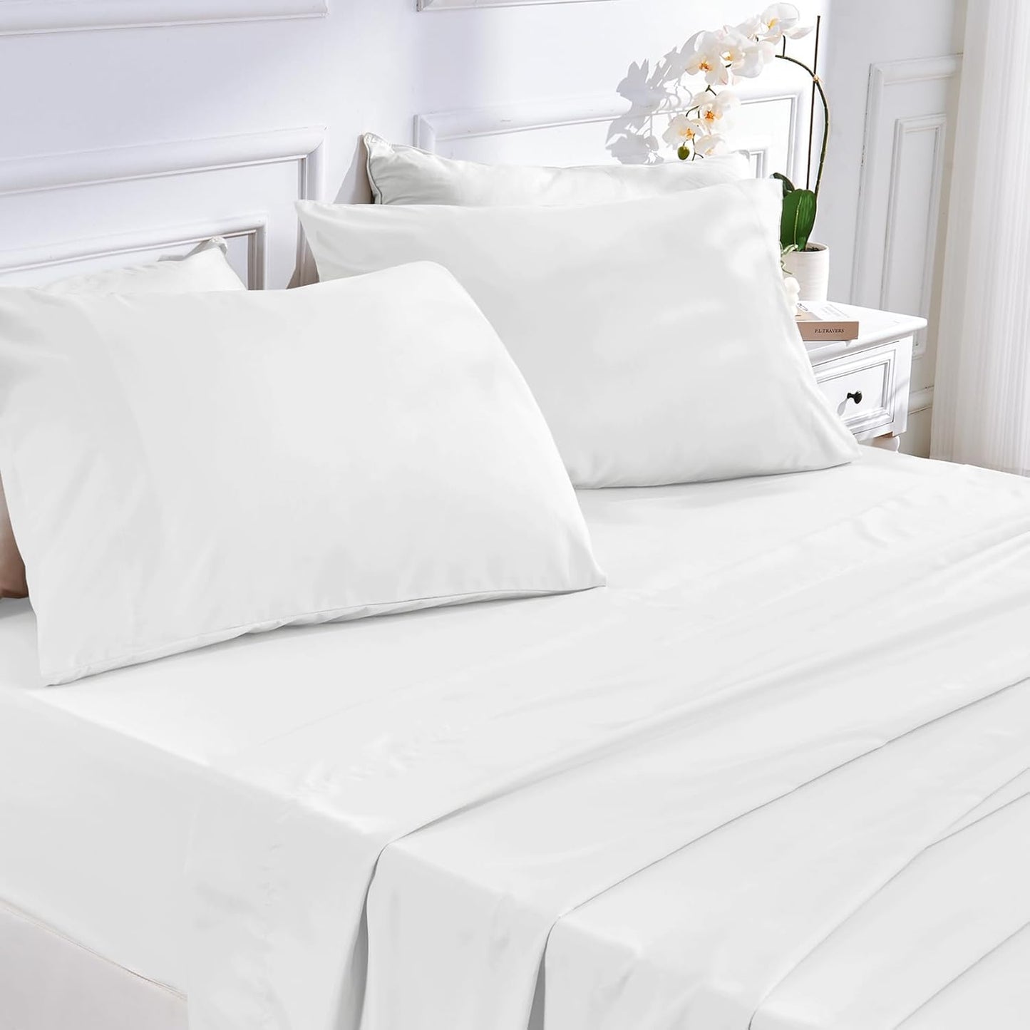 JOLLYVOGUE Queen Size Bed Sheet Set - 4 Piece Bed Sheets Set with Deep Pocket - Soft Breathable & Cooling - Resists Shrinkage & Fading Draps Queen - Easy Care (Dark Grey)