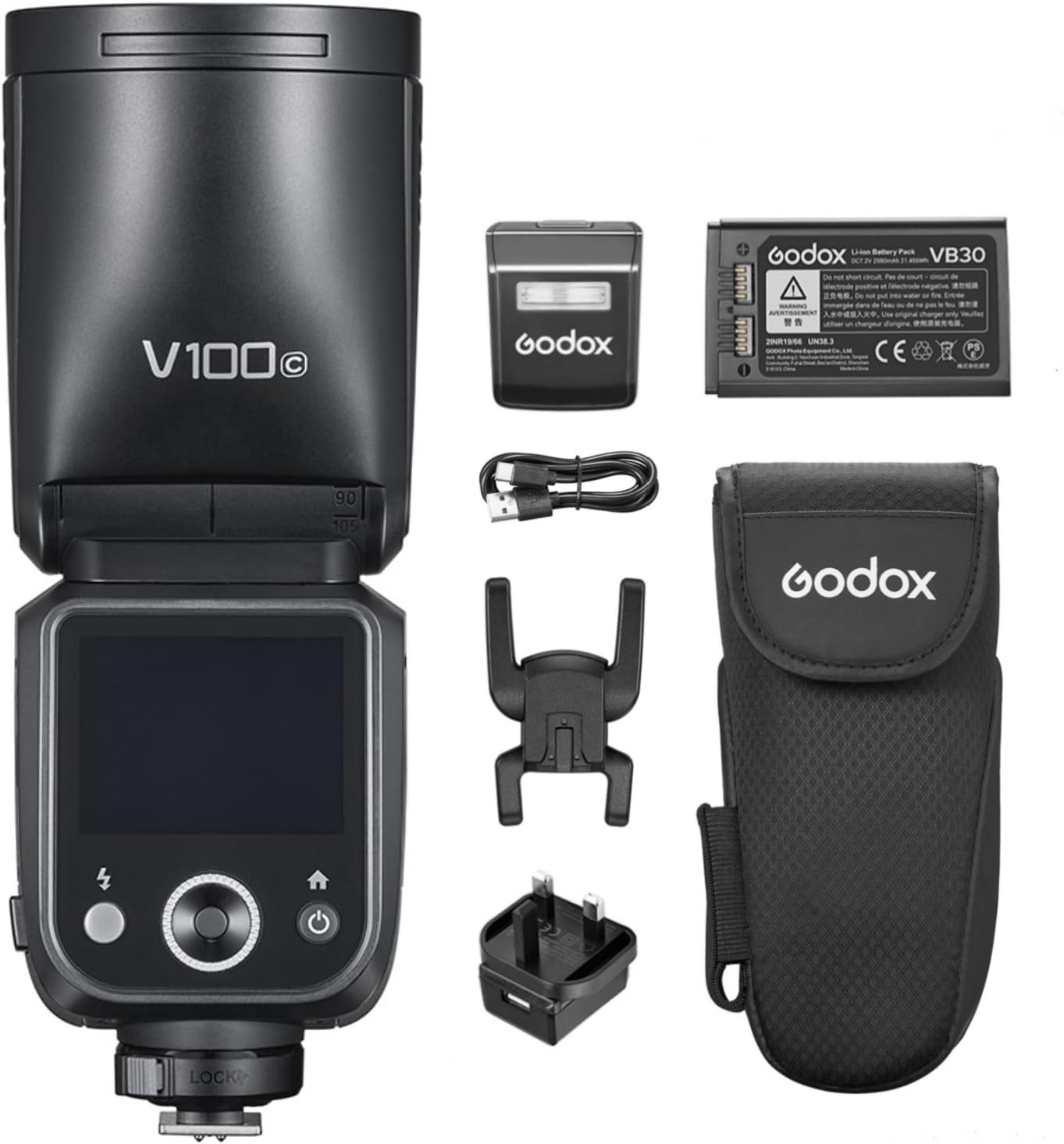 GODOX V1Pro-C 2.4G Wireless Camera Flash Speedlite with Detachable Sub Flash 1/8000s HSS 1.3s Recycle Time M/TTL Flash Mode 10 Levels Brightness Type-c Powered Compatible with Canon EOS Cameras