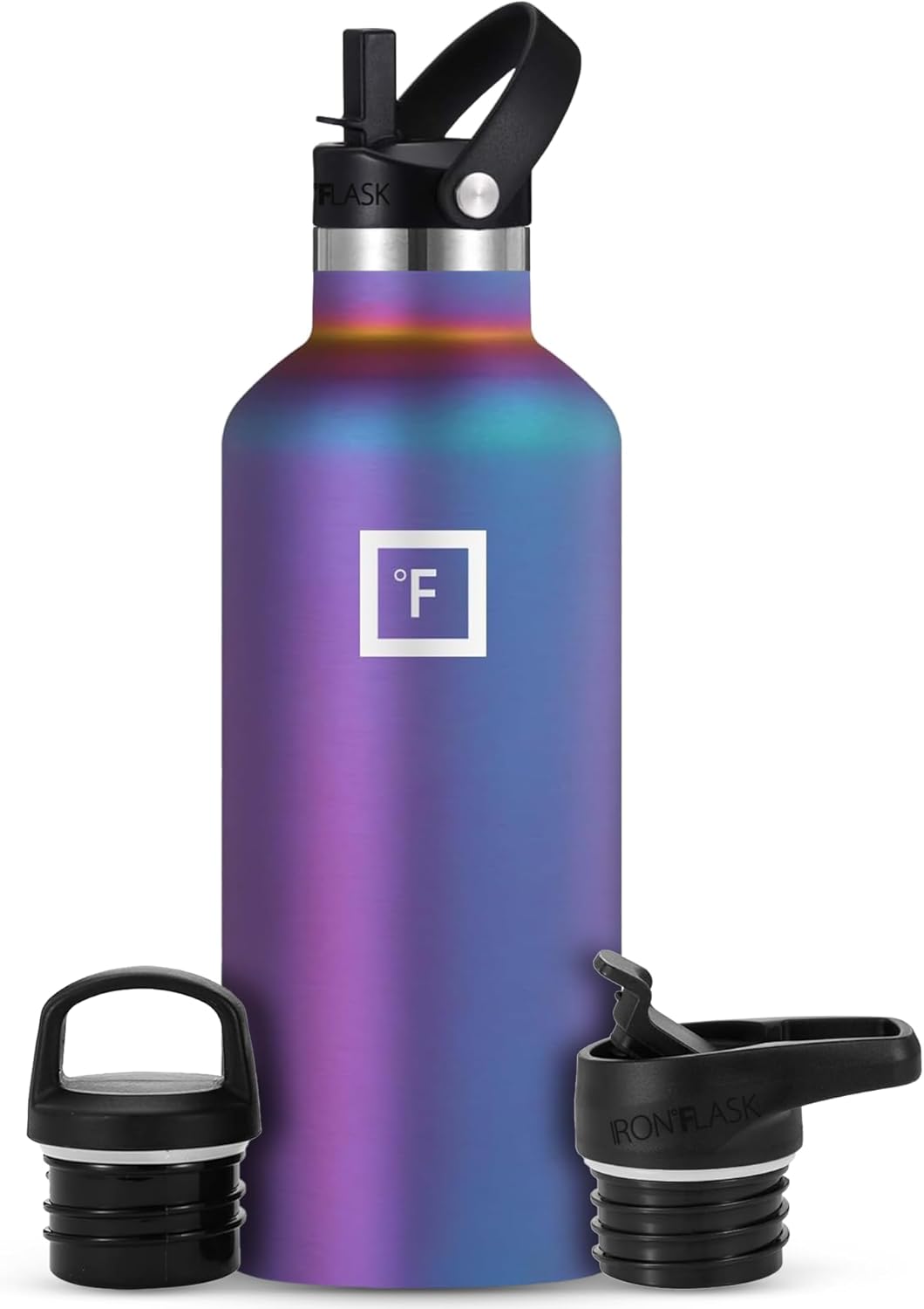 Camping & Hiking Hydration Canteens - 24oz 3 Lids (Narrow Straw/Spout Lid) Leak Proof Vacuum Insulated Stainless Steel - Hot & Cold Double Walled Sports Water Bottle