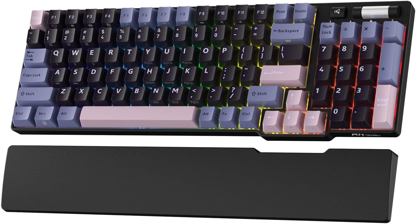 RK ROYAL KLUDGE RK96 RGB Limited Ed, 90% 96 Keys Wireless Triple Mode BT5.0/2.4G/USB-C Hot Swappable Mechanical Keyboard w/Wrist Rest, Software Support, Linear Viridian Switches, MARRS Green