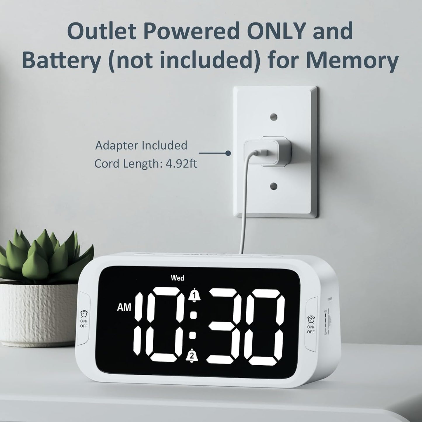Odokee Digital Dual Alarm Clock for Bedroom, Easy to Set, 0-100% Dimmer, USB Charger, 5 Sounds Adjustable Volume, Weekday/Weekend Mode, Snooze, 12/24Hr, Battery Backup, Compact Clock for Bedside(Blue)