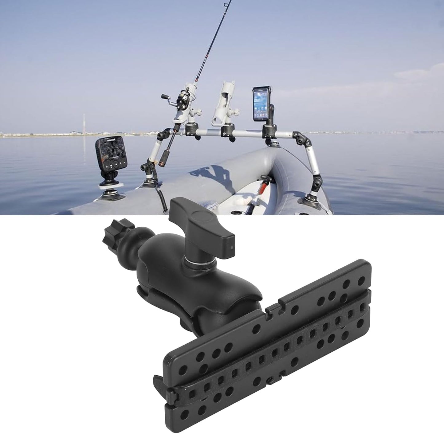 Fish Finder Mount Base,Universal 360° Rotation Fish Finder Bracket,Nylon & Silicone Rotating Ball Hex Base Holder for Marine Boat Kayak