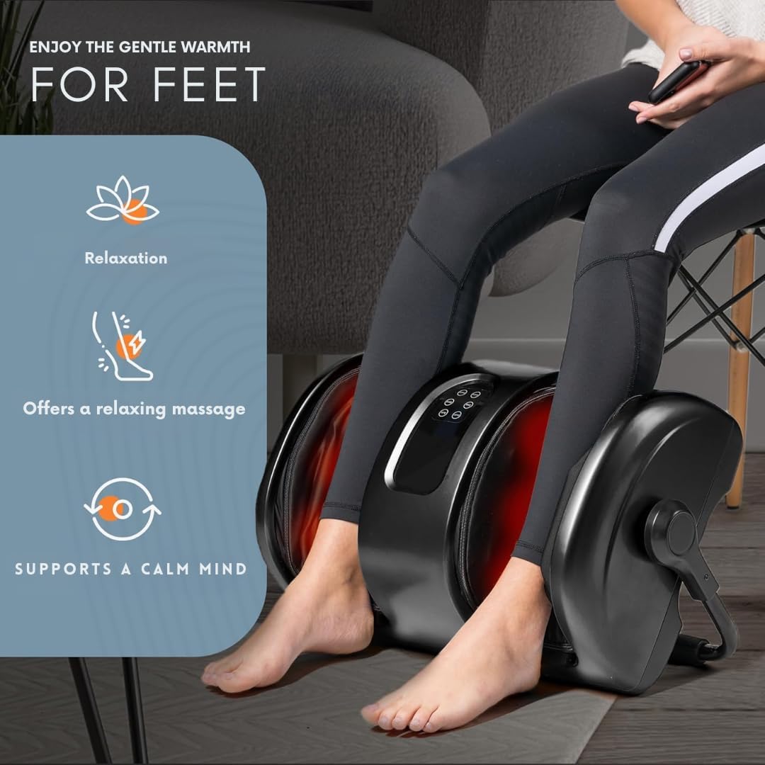 LifePro Calf Massager With 2 Heat Levels -Lightweight Foot Massager Machine -360° Adjustable Leg & Feet Massage with Remote Control (Black) (Black)